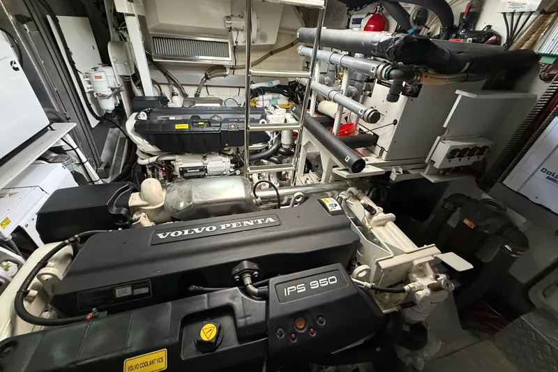 Slide: The Image of Engine room of a 2017 Prestige 630 yacht featuring Volvo Penta IPS 950 engines. - 43