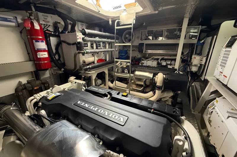 Slide: The Image of Engine room of a 2017 Prestige 630 yacht with Volvo Penta engines. - 42