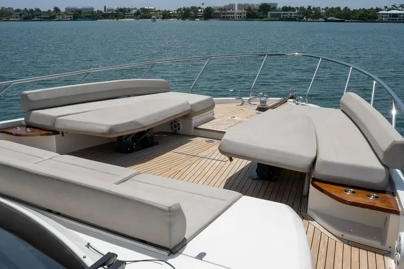 Slide: The Image of Luxurious 2020 Ferretti Yachts 670 with spacious deck and comfortable seating. - 14