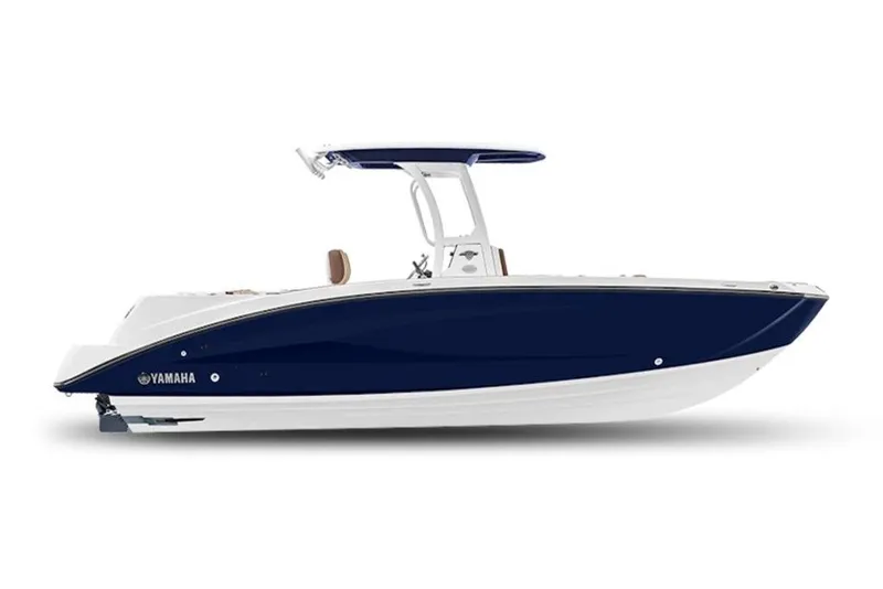 The Image of 2027 Yamaha Boats 252 FSH® SPORT, sleek blue and white design, side view. - 0