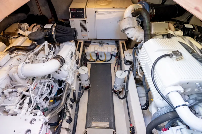 Slide: The Image of Engine room of 2008 Sabre 42 Hard Top Express with twin engines and generator. - 31