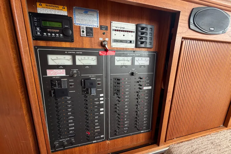 Slide: The Image of Electrical control panel on a 1988 Tollycraft 44 Cockpit Motor Yacht. - 41
