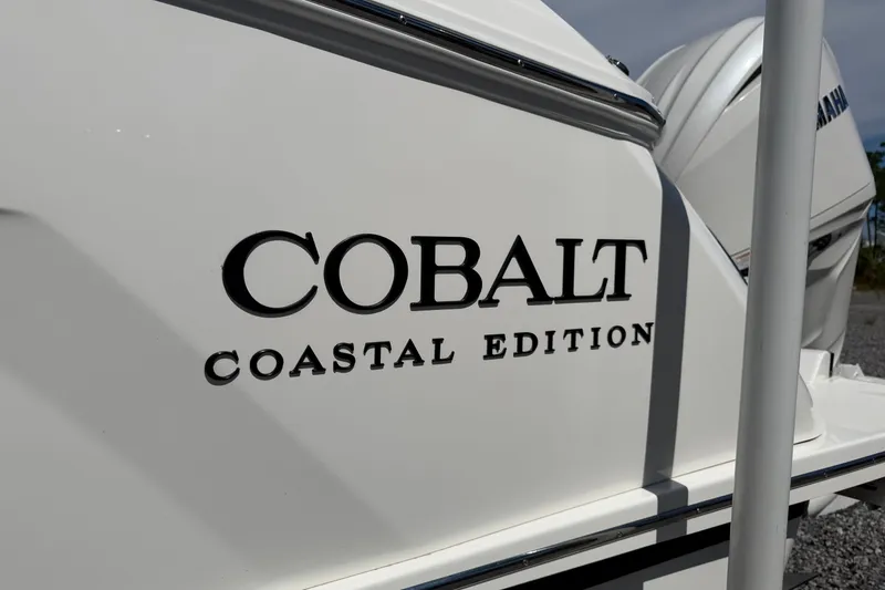 Slide: The Image of 2025 Cobalt R8 Outboard Coastal Edition boat with Yamaha engine detail. - 3
