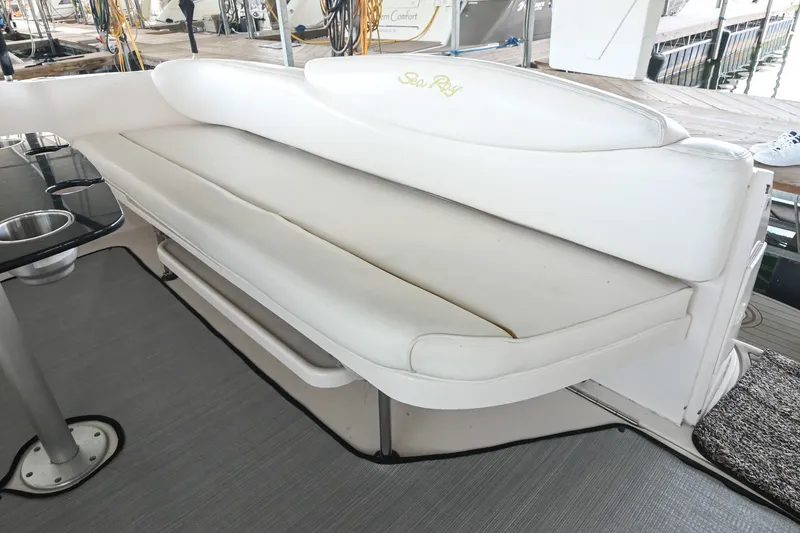 Slide: The Image of White seating area on a 2001 Sea Ray 340 Sundancer boat. - 10