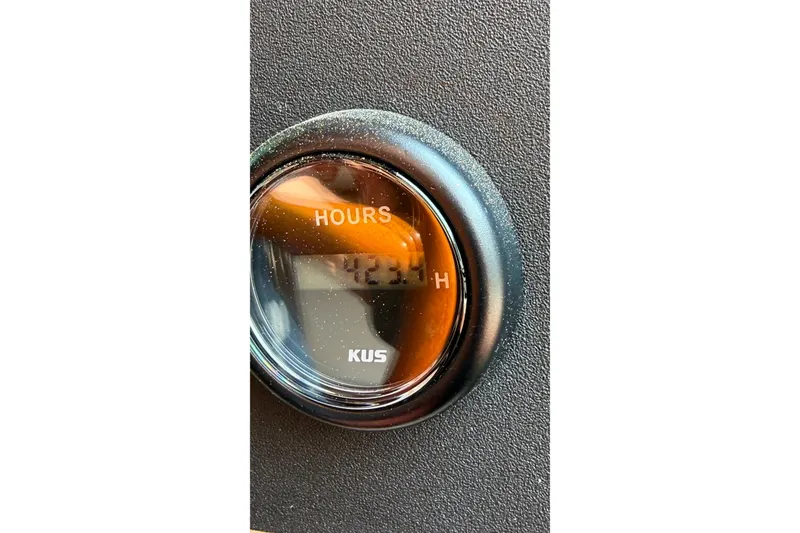 Slide: The Image of Hour meter reading 4221 hours on 1993 Nordic Tug 32. - 30