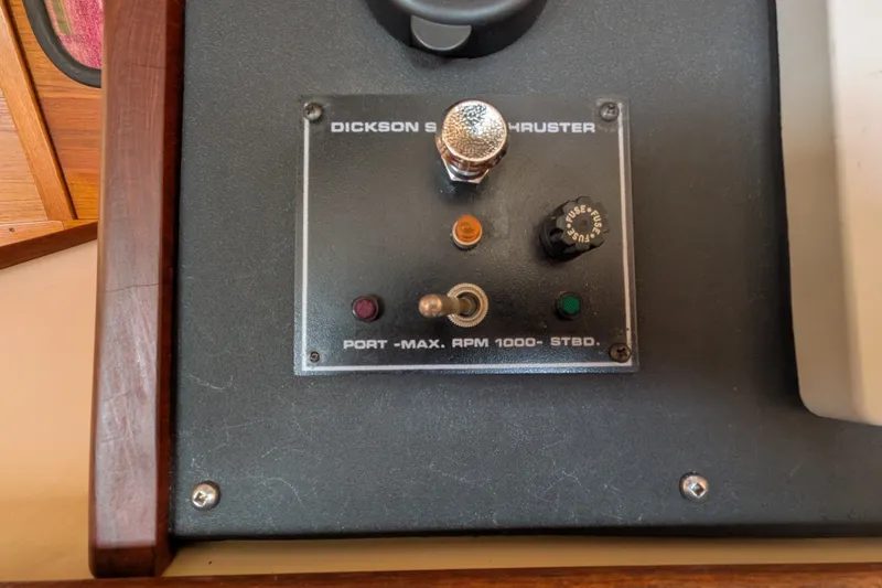 Slide: The Image of Control panel of a 1993 Nordic Tug 32 featuring a Dickson stern thruster. - 29