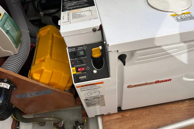 Slide: The Image of Cummins Onan generator in 2011 Beneteau Swift Trawler 34 engine room. - 75