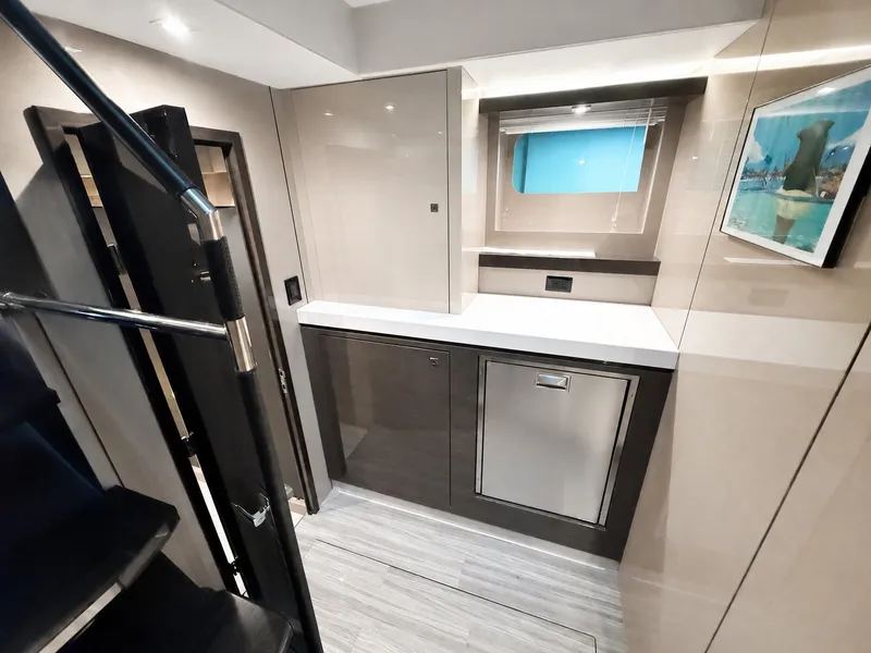 Slide: The Image of Interior of a 2019 Cruisers Yachts 60 Fly with modern design and sleek finishes. - 20