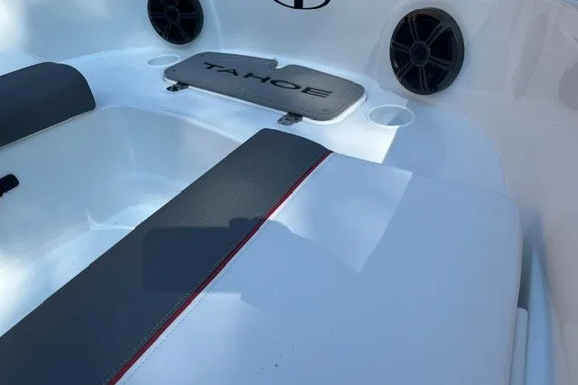 Slide: The Image of 2027 Tahoe T21 boat interior with seating and speakers. - 11