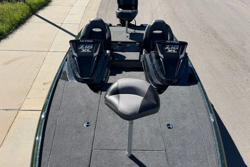 Slide: The Image of 2027 Nitro Z18 XL Pro boat with dual seats and a central fishing chair. - 14