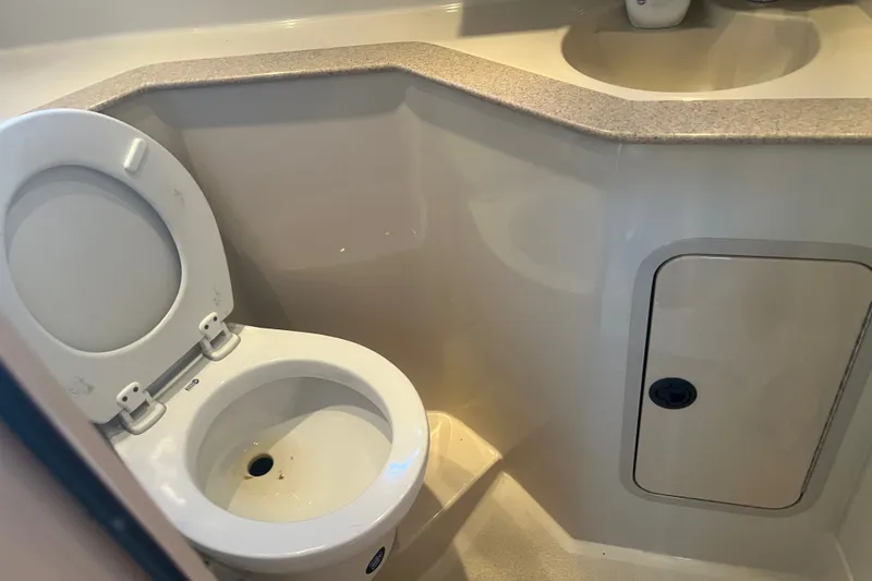Slide: The Image of 2007 Cruisers Yachts 280 CXi Express bathroom with toilet and sink. - 8