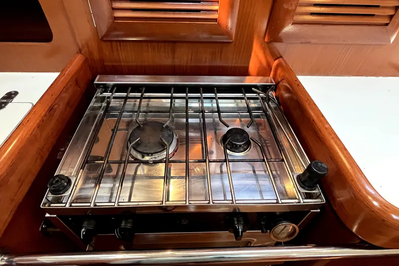 Slide: The Image of Stainless steel stove in 2006 Beneteau Oceanis 393 yacht galley. - 22