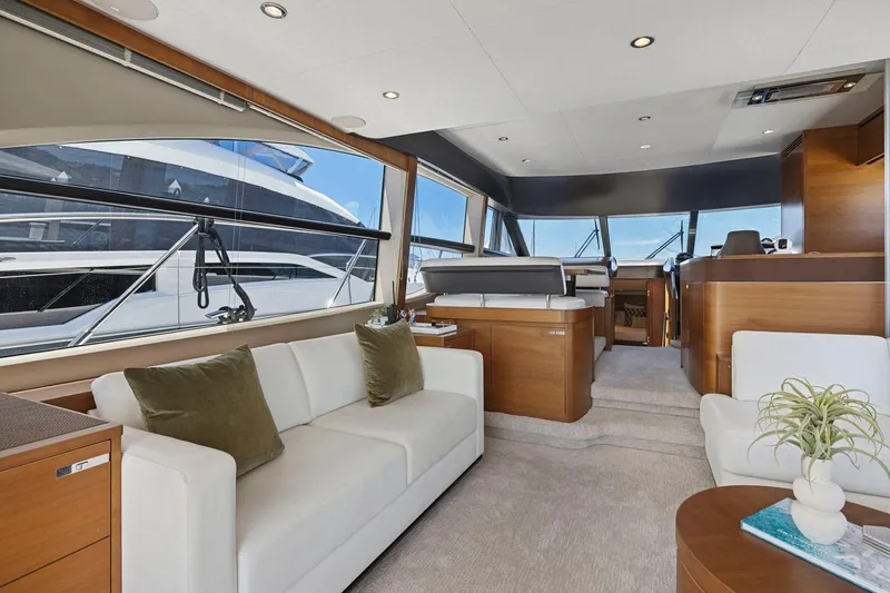 Slide: The Image of Luxurious interior of a 2015 Princess 60 Flybridge Motor Yacht with elegant furnishings. - 20