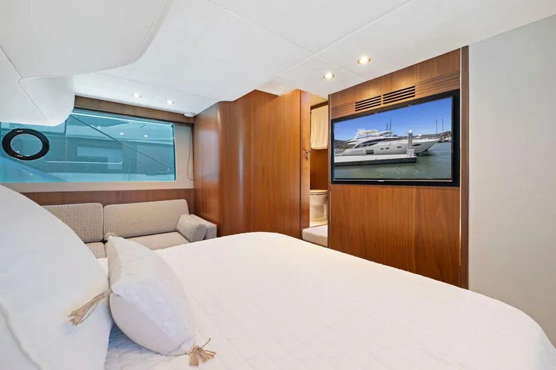 Slide: The Image of Luxurious bedroom interior of 2015 Princess 60 Flybridge Motor Yacht with modern amenities. - 39