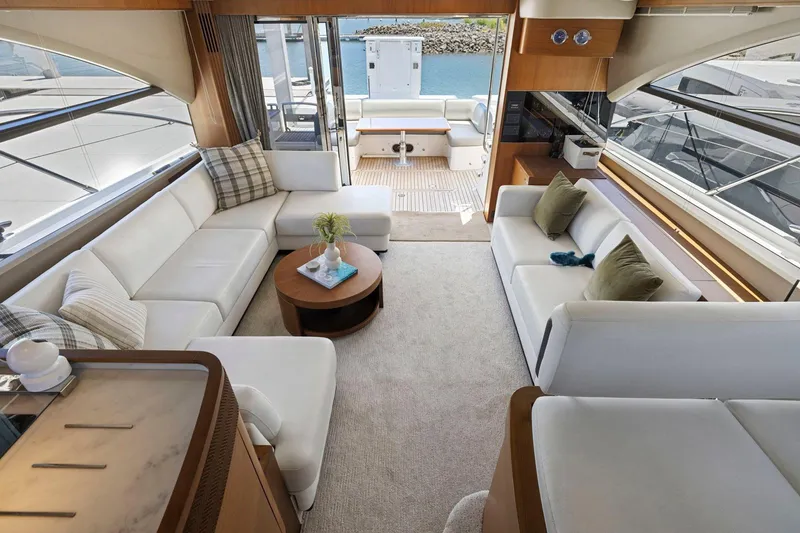 Slide: The Image of Luxurious interior of 2015 Princess 60 Flybridge Motor Yacht with elegant seating and decor. - 22