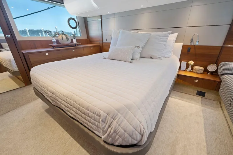 Slide: The Image of Luxurious bedroom interior of 2015 Princess 60 Flybridge Motor Yacht with elegant decor. - 35