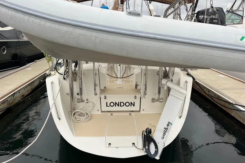 Slide: The Image of Sailboat docked, Outbound 46  - 28