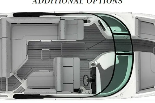 Slide: The Image of Top view of 2026 Sea Ray SDX 250 Surf boat interior layout. - 2