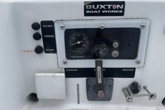Slide: The Image of Control panel of a 1973 Custom BILL LEE 40 boat by Buxton Boat Works. - 41
