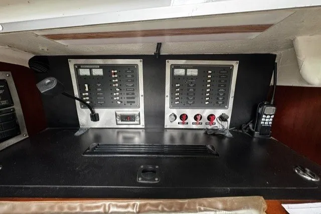 Slide: The Image of Electrical control panel on a 1973 Custom BILL LEE 40 sailboat. - 35