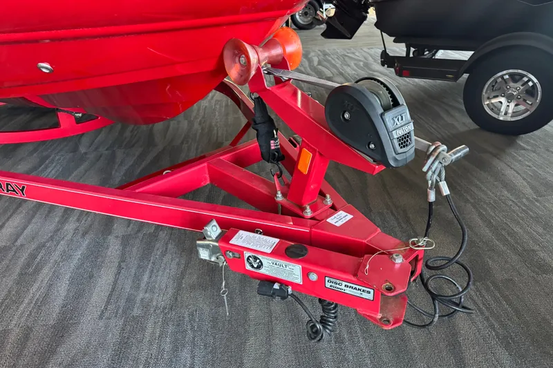 Slide: The Image of Red Stingray 208 LR boat trailer hitch, 2021 model, with winch and safety cables. - 23