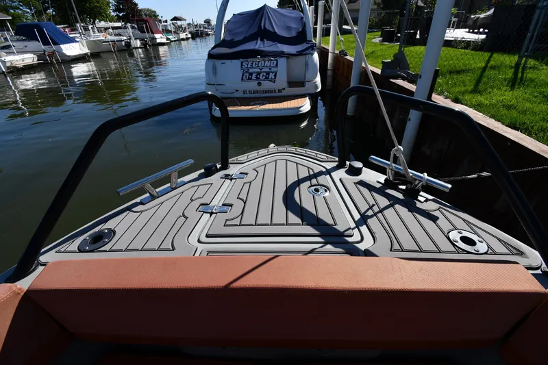 Slide: The Image of Bow view of 2020 Dromeas D28 CC boat docked in a marina. - 3