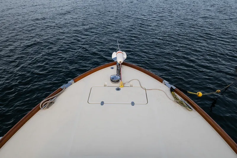 Slide: The Image of Bow of 2018 Hinckley Picnic Boat 34 MKII on calm water. - 6