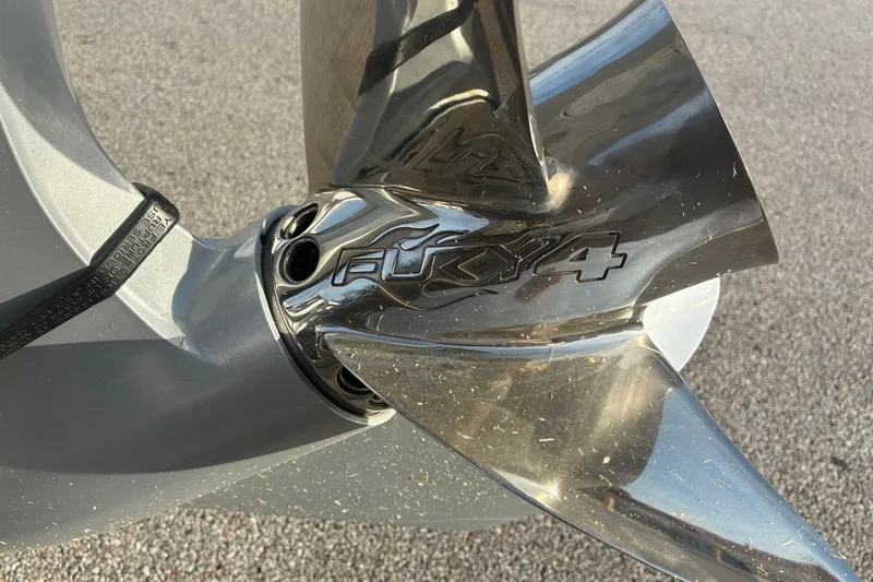 Slide: The Image of Close-up of a Fury 4 propeller on a 2026 Nitro Z21 XL Pro boat. - 3