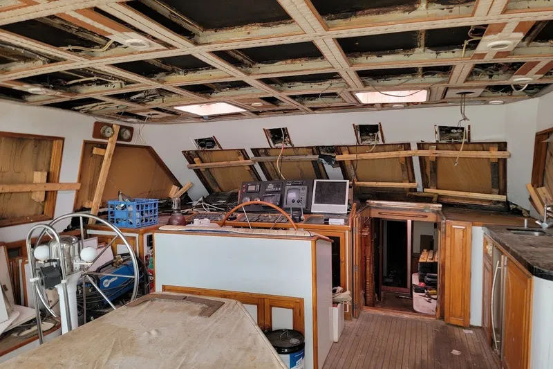 Slide: The Image of Interior of a 1989 Custom Rob Ladd PH Motorsailer Cutter, under renovation. - 7