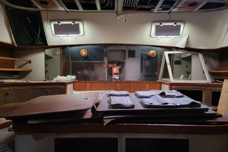 Slide: The Image of Interior of a 1989 Custom Rob Ladd PH Motorsailer Cutter, under renovation. - 45