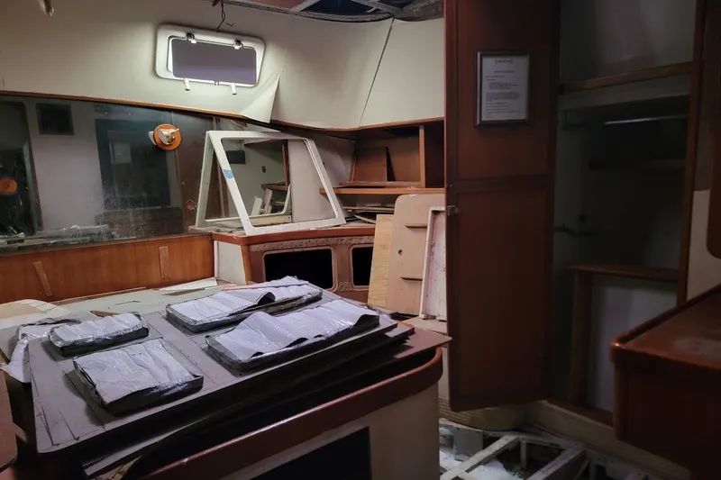 Slide: The Image of Interior of a 1989 Custom Rob Ladd PH Motorsailer Cutter, under renovation. - 43
