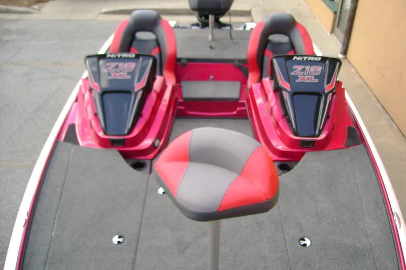 Slide: The Image of 2027 Nitro Z18 XL Pro boat with dual seats and sleek design. - 9
