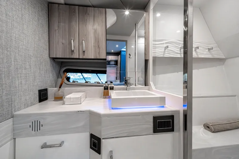 Slide: The Image of Luxurious bathroom interior of 2022 Formula 500 Super Sport Crossover yacht. - 58