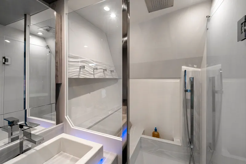 Slide: The Image of Modern bathroom interior in 2022 Formula 500 Super Sport Crossover yacht. - 55