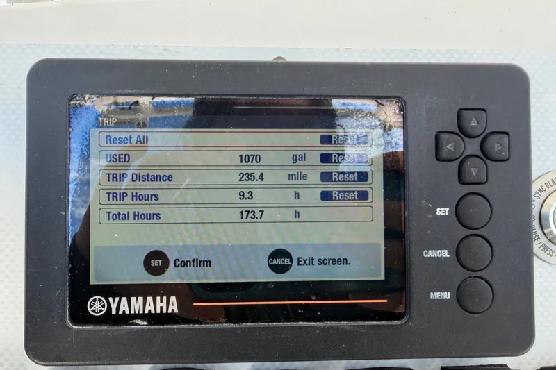 Slide: The Image of Yamaha display showing trip data for 2015 NauticStar 231 Coastal boat. - 24