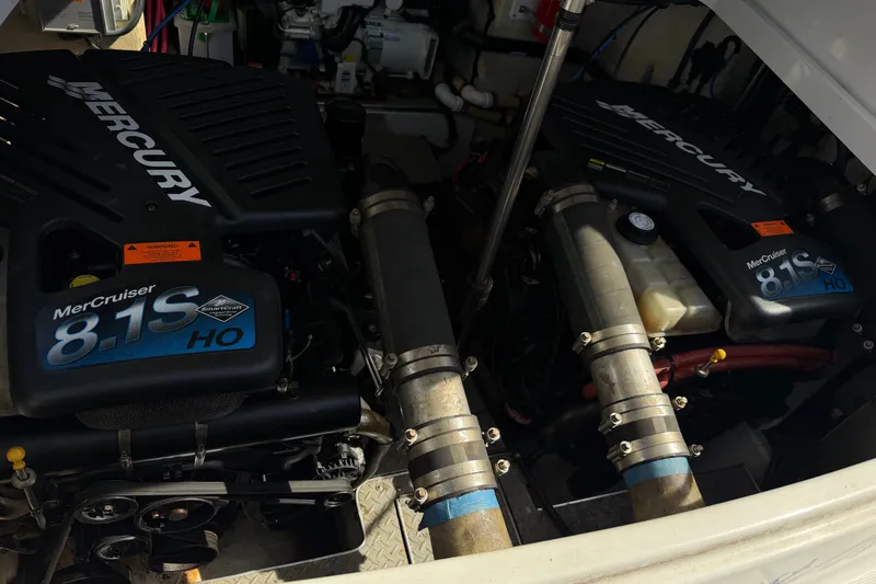 Slide: The Image of Twin MerCruiser 8.1S HO engines in a 2003 Formula 37 Performance Cruiser. - 53