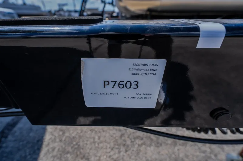 Slide: The Image of Label on Montara 25 Surf Boss 2025 boat, showing serial number and manufacturing details. - 17