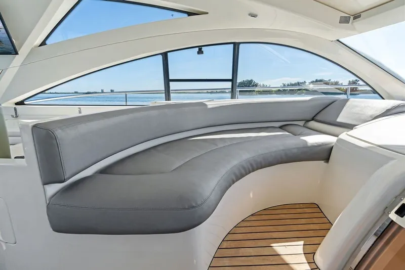 Slide: The Image of Luxurious interior of 2006 Fairline Targa 47 GT yacht with sleek seating and panoramic windows. - 37