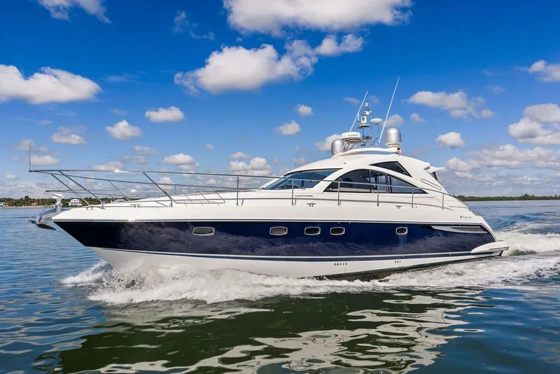 Slide: The Image of 2006 Fairline Targa 47 GT yacht cruising on a sunny day with blue skies. - 14