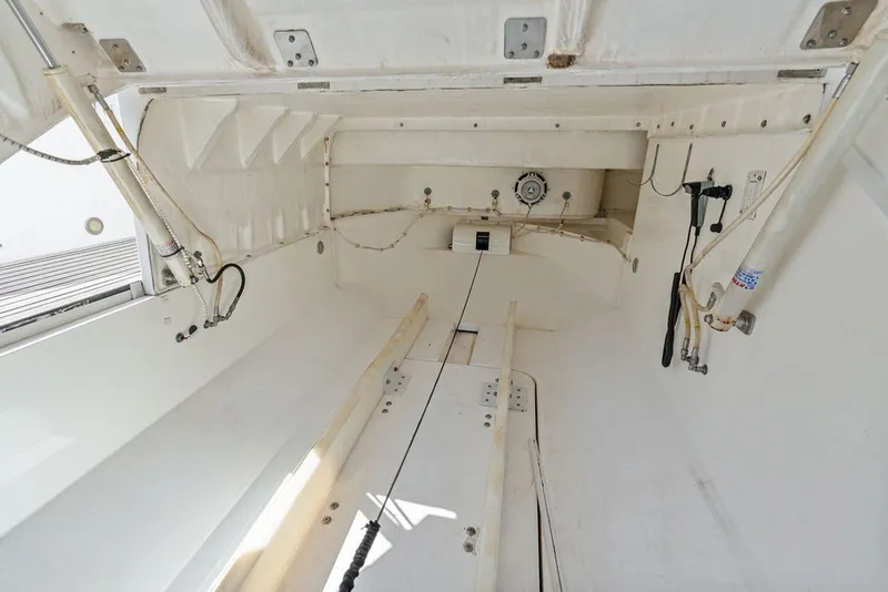 Slide: The Image of Interior view of 2006 Fairline Targa 47 GT yacht, showcasing storage compartment details. - 27