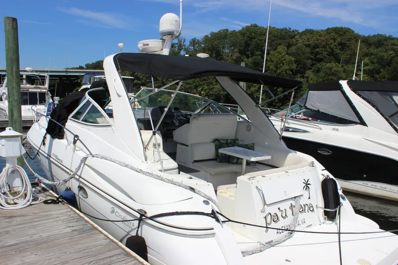 The Image of 2007 Cruisers Yachts 340 Express docked, featuring sleek design and comfortable seating. - 2