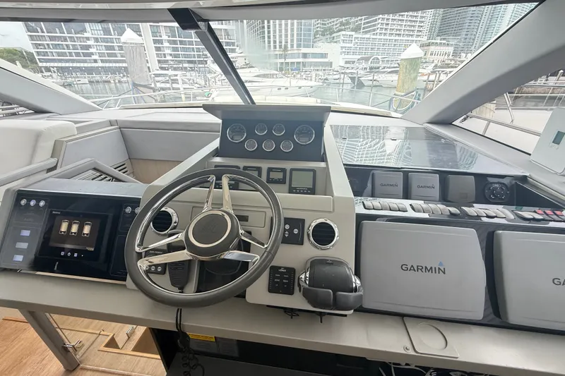 Slide: The Image of Cockpit of 2012 Fairline Targa 58 yacht with Garmin navigation systems. - 71