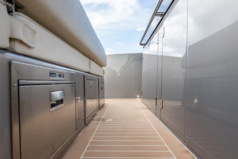 Slide: The Image of 2024 Solaris Power 40F Open yacht deck with sleek cabinetry and modern design. - 48