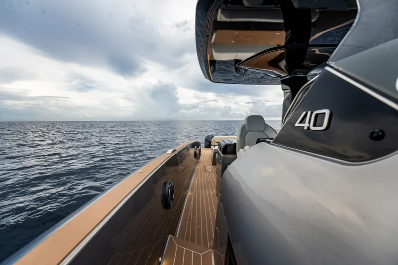 Slide: The Image of 2024 Solaris Power 40F Open yacht on open sea under cloudy sky. - 35