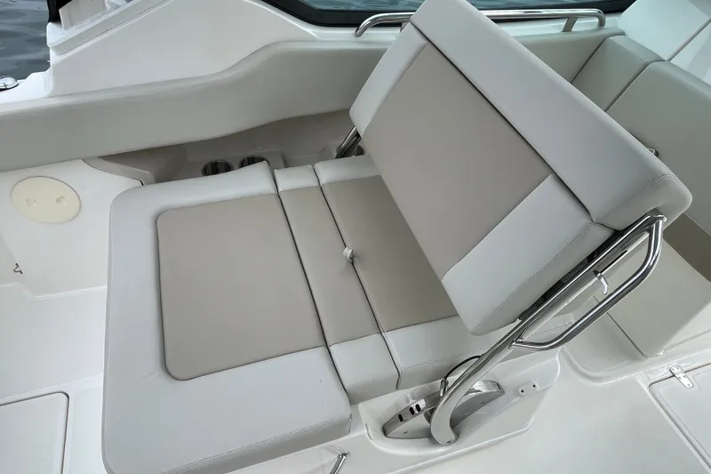 Slide: The Image of 2023 Boston Whaler 240 Vantage boat seat with adjustable backrest and sleek design. - 46