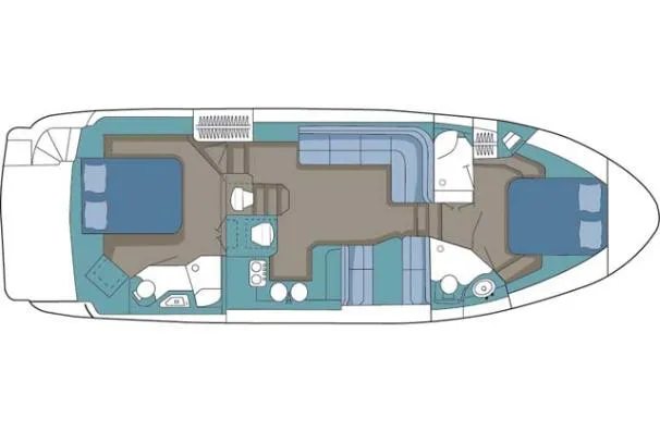 Slide: The Image of Grundriss der Cruisers Yachts 415 Express Motoryacht von 2006 mit zwei Kabinen und Wohnbereich. - 22