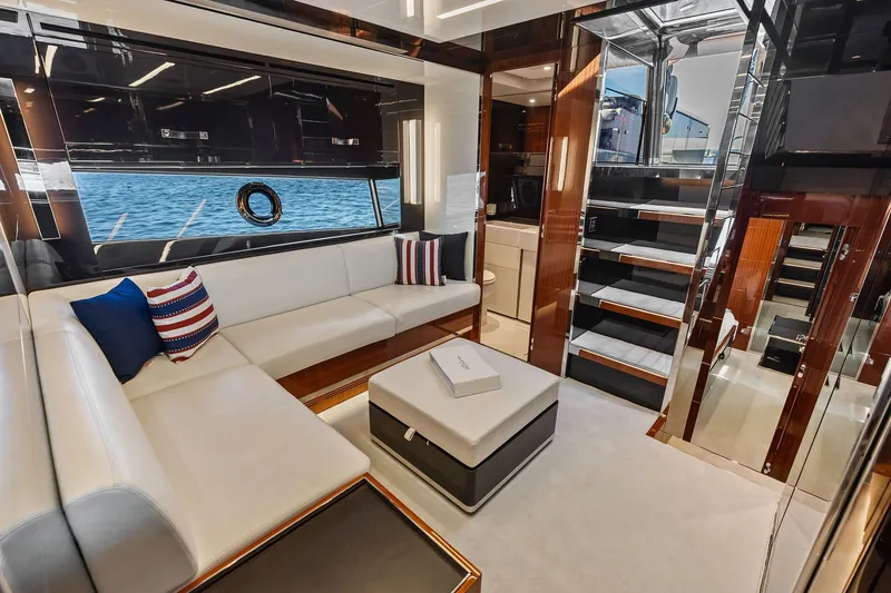 Slide: The Image of Luxurious interior of 2019 Riva 56' Rivale yacht with elegant seating and modern design. - 33