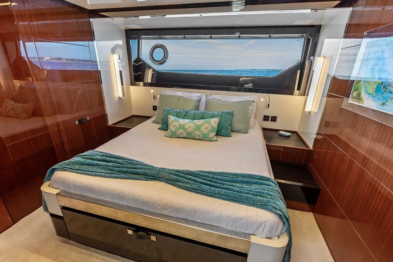 Slide: The Image of Luxurious bedroom interior of 2019 Riva 56' Rivale yacht with ocean view. - 43