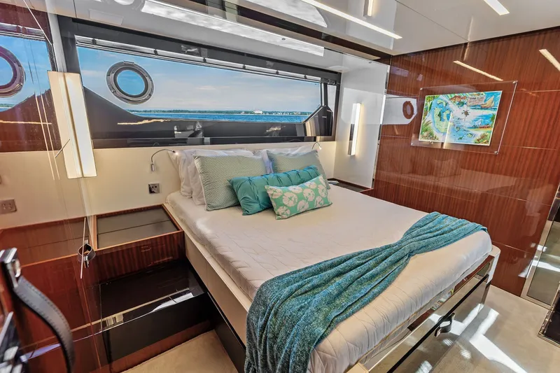 Slide: The Image of Luxurious bedroom interior of 2019 Riva 56' Rivale yacht with ocean view. - 44