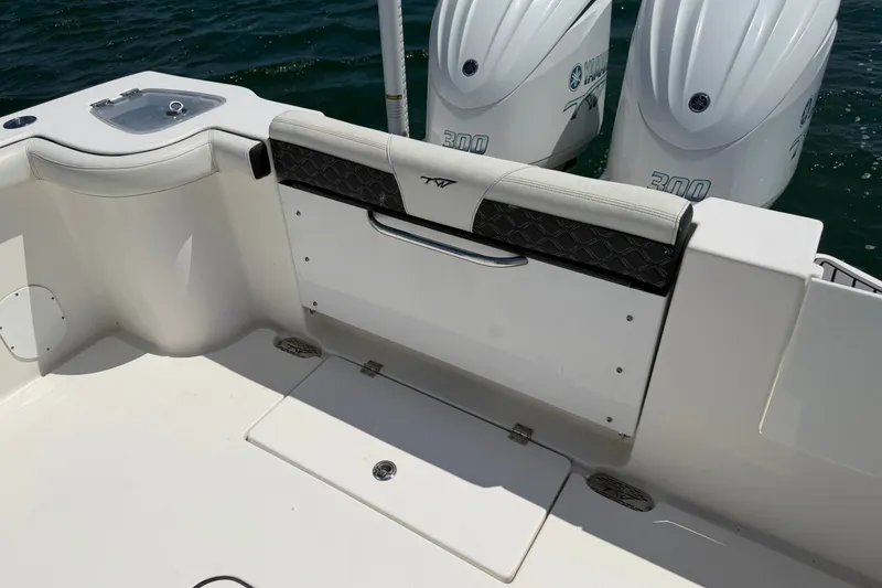 Slide: The Image of 2023 Tidewater 292 CC Adventure boat with dual Yamaha 300 engines. - 20